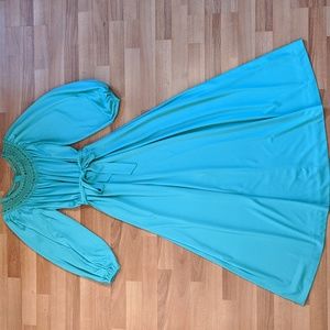 Vintage 1970's mint green Grecian style maxi dress by Nu-Mode